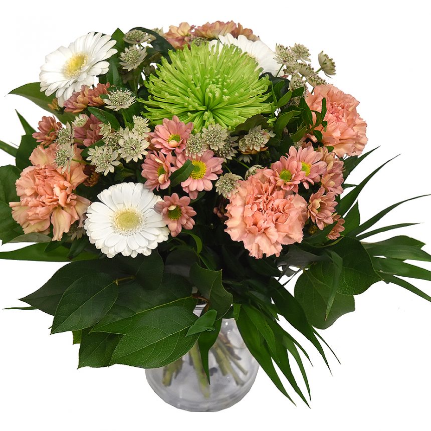 Ljus Bukett blommor i Aprikos för omtanke från bellis blomsterhandel