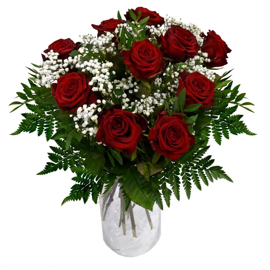 Blommor från Bellis blomsterhandel Röda rosor i bukett