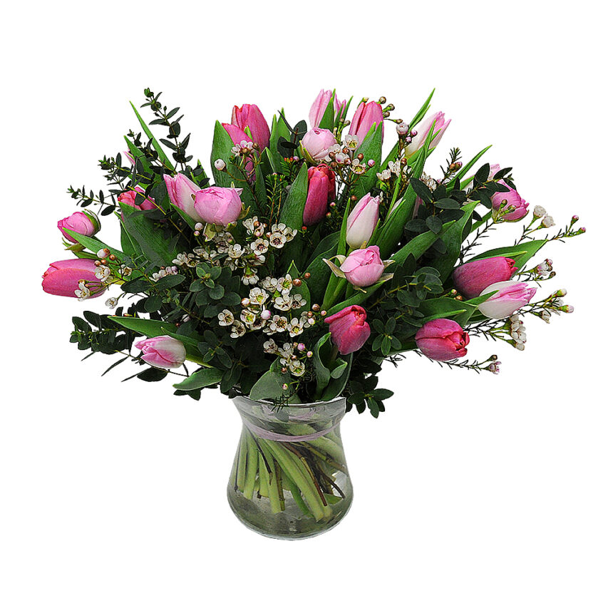 Vacker blombukett rosa och vit