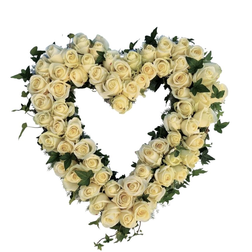 begravningshjärta-vita-rosor